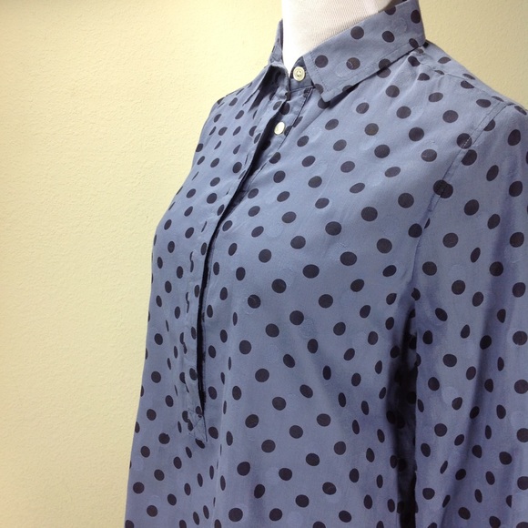 J. Crew Factory Blue & Black Polka Dot Tunic - Picture 2 of 7
